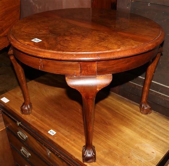 Burr walnut ball & claw  circular coffee table